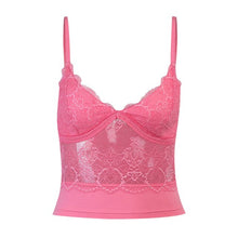 Load image into Gallery viewer, Pink Sleeveless Crop Top Sexy Clubwear Women Spaghetti Strap Backless V Neck Lace Camisole Femme Slim Club Party Tank Tops 2021