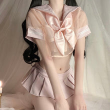 Load image into Gallery viewer, Pink Student Uniform Lolita Top Pleated Skirt Sexy Sailor Cosplay Costume Kawaii Shirt Miniskirt Panty Erotic Roleplay