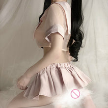 Load image into Gallery viewer, Pink Student Uniform Lolita Top Pleated Skirt Sexy Sailor Cosplay Costume Kawaii Shirt Miniskirt Panty Erotic Roleplay