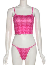 Load image into Gallery viewer, Pink Tracksuit Two Piece Set Women Crop Top Short Suits Lettuce Lounge Wear Set Underwear Summer Suit Sexy Outfits Home Clothes