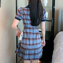 Load image into Gallery viewer, Plaid Elegant Dress Summer Women Short Sleeve High Waist Vintage Dresses Female Korean Fashion Lady Clothes Vestido De Mujer New
