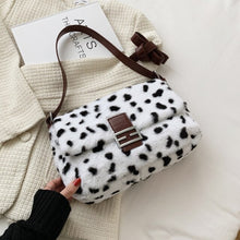 Load image into Gallery viewer, Plaid Leopard Pattern Faux Fur Shoulder Bags for Women 2021 Winter Brand Designer Soft Plush Handbags Female Crossbody Purses