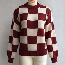 Load image into Gallery viewer, Plaid Sweater Women Knitted Pullovers Sweatrs Long Casual Loose Knitting Shirts Female Jumpers 2021 Autumn Winter