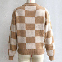 Load image into Gallery viewer, Plaid Sweater Women Knitted Pullovers Sweatrs Long Casual Loose Knitting Shirts Female Jumpers 2021 Autumn Winter