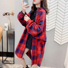 Load image into Gallery viewer, Plaid Vintage Shirt Harajuku Women&#39;s Blouses Turn-Down Collar 2021 New Loose Long-Sleeved All Match Shirt Western Style Top Coat