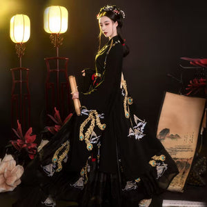 Plus Size 2XL Hanfu Women Chinese Traditional Luxury Hanfu Female Cosplay Costume Black White Hanfu Dress For Women Oversied
