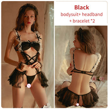 Load image into Gallery viewer, Plus Size 40-100kg Cosplay Maid Costume Women Sexy Lingerie Babydoll EroticTeddies Lace Mesh Porno Open Crotch Bodysuits Set