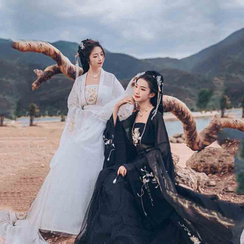 Plus Size 6XL Hanfu Women Chinese Traditional Luxury Hanfu Female Cosplay Costume Black White Hanfu Dress For Women Oversied