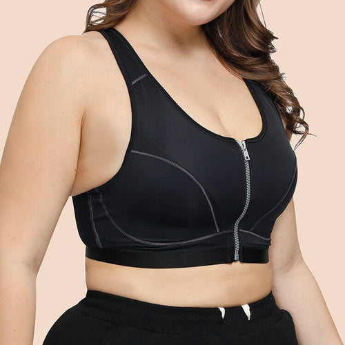 Plus Size Bra Top Quality Front Closure Sports Bra Shockproof Fitness Yoga Push Up Underwear Women's Back Cross C D E Cup