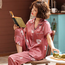 Load image into Gallery viewer, Plus Size Home Clothes Summer Spring New Sleepwear Silk Satin High Quality Print Women Pajamas Sets Home Clothing