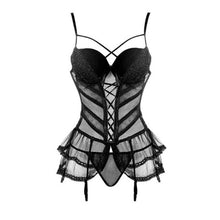 Load image into Gallery viewer, Plus Size Lace Mesh Corset Top Lingerie Slim Waist Bustier Push Up Corselet Sexy Corset Elasticity Women&#39;s Sexy Underwear