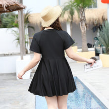 Load image into Gallery viewer, Plus Size One Piece Swim Dress Swimsuit Women Modest Swimwear With Sleeves Zipper Swimdress Conservative New Ladies Bathing Suit