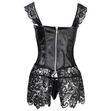 Load image into Gallery viewer, Plus Size Sexy Lingerie with G-string Women Faux Leather&amp;Lace Burlesque Steampunk Corset Set Waist Gothic Bustier Corset Dress