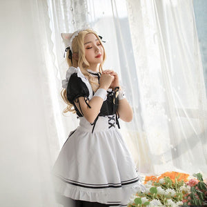 Plus Size Sexy Maid Costume Japanese Anime Cosplay Costume Women Retro Lovely Maid Lolita Dress French Waiter Uniform Outfit