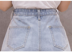 Plus Size Summer Blue Women's Denim Shorts Large Size 5Xl Wide Leg  High Waisted Ladies Shorts Elastic Waist Jeans for Women