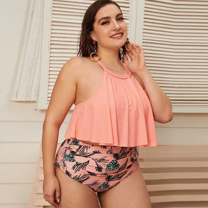 Plus Size Swimwear Women High Waist Bikini Set Two Pieces Swimsuit Female Large Size Bikini 2020 Bathing Suit Summer Beach Wear