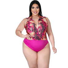 Load image into Gallery viewer, Plus Size Women Clothing Two Piece Set  Fashion Sexy  Print Patchwork Jumpsuit and Shorts Sets Multi Wear Wholesale Dropshipping