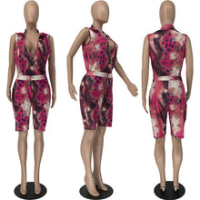 Load image into Gallery viewer, Plus Size Women Clothing Two Piece Set  Fashion Sexy  Print Patchwork Jumpsuit and Shorts Sets Multi Wear Wholesale Dropshipping