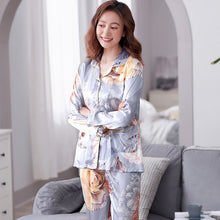 Load image into Gallery viewer, Plus Size Women Pyjamas Autumn New Printed Long Sleeve Silk Sleepwear Women Pajamas Set Spring Casual Homewear Female Pyjamas