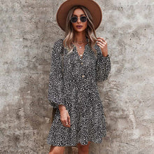 Load image into Gallery viewer, Plus Size Women Short Dress Mini Vestidos Sexy Leopard Print Beach Dresses Latest 2021 Autumn Casual Loose Chiffon Dress Femme