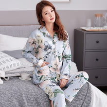Load image into Gallery viewer, Plus Size Women Sleepwear Pajamas Set Spring Autumn Flower Long Sleeve Soft Cotton Pijama Casual Homewear Female Pyjamas