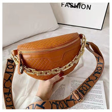 Load image into Gallery viewer, Pochete feminina de couro artificial, bolsa de cintura transversal de ombro, peito para viagem