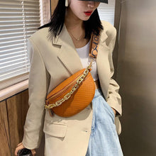Load image into Gallery viewer, Pochete feminina de couro artificial, bolsa de cintura transversal de ombro, peito para viagem