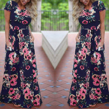 Load image into Gallery viewer, Pocket Tunic Maxi 2019 Summer Long Dress Floral Print Boho Beach Dress Women Evening Party Dress Sundress Vestidos De Festa XXL