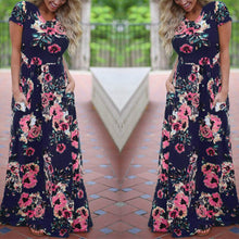 Load image into Gallery viewer, Pocket Tunic Maxi 2019 Summer Long Dress Floral Print Boho Beach Dress Women Evening Party Dress Sundress Vestidos De Festa XXL