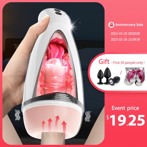 Powerful Automatic Masturbators for Men Voice Interactio Realistic Vagina Blowjob Vibration Massage Sex Tool for Men Adults 18+