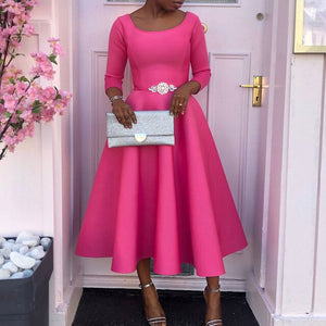 Premium Womens 2023 Summer New Solid Swing Dress Temperament Evening Dress for Women Foreign Trade Dress