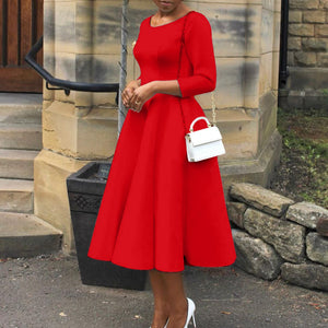 Premium Womens 2023 Summer New Solid Swing Dress Temperament Evening Dress for Women Foreign Trade Dress