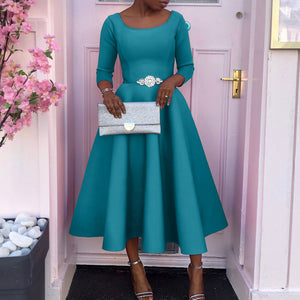 Premium Womens 2023 Summer New Solid Swing Dress Temperament Evening Dress for Women Foreign Trade Dress