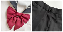 Load image into Gallery viewer, Preppy Style Girl Jk Set Sweet Cute Japanese Mujer Bow Navy Collar Top+Black Pleated Skirt Female Korean Student Uniform Outfits
