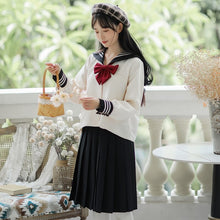 Load image into Gallery viewer, Preppy Style Girl Jk Set Sweet Cute Japanese Mujer Bow Navy Collar Top+Black Pleated Skirt Female Korean Student Uniform Outfits