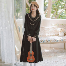 Load image into Gallery viewer, Preppy Style JK Uniform Suit AutumnJapanese Sweet Cute Set Female Bow Tie Navy Collar Crop Top+Embroidered Pleated Skirt Outfits