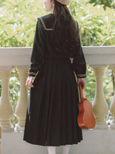 Load image into Gallery viewer, Preppy Style JK Uniform Suit AutumnJapanese Sweet Cute Set Female Bow Tie Navy Collar Crop Top+Embroidered Pleated Skirt Outfits