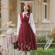 Load image into Gallery viewer, Preppy Style Pleated Strap Dress 2 Piece Set Women Outfits Suit Collar Long Sleeve Crop Coat+Pleated Skirt Korean Uniform Set