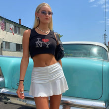 Load image into Gallery viewer, Preppy Style Ruched Pleated Skirts Woman High Waist Casual 90s Mini Skirt Lady Trendy 2020 Summer Beachwear White