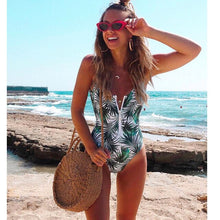 Load image into Gallery viewer, Print Floral One Piece Swimsuit Women Swimwear Monokini Long Sleeve Printed Female Bathing Suit Surfing Bodysuit Swim Wear Beach