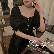 Load image into Gallery viewer, Print France Vintage Elegant Dress Women Black Evening Party Dress Summer 2021 Cut Out High Street Korean Chic Clothing Bohemian