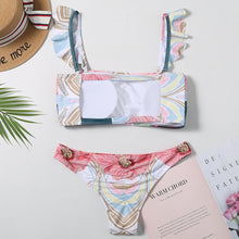 Load image into Gallery viewer, Print Ruffled Cut Out Bikini Sets Sexy Lace Up Swimsuit Two Pieces Swimwear Women 2021 Beach Bathing Suits Biqini