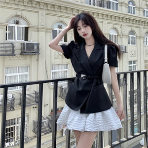 Profession Skirts Two-piece Suit 2021 Summer New Women's Clothing Tees Tops Korean Version Temperament Short Sleeve Suits Coat