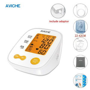 Professional Automatic Digital Arm Blood Pressure Monitor Large Backlight LCD Display Talking Pulse Rate 22-42cm BP Cuff Machine