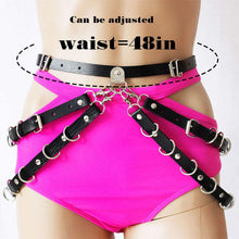 Load image into Gallery viewer, Punk Belly Chain Belts Black Layered Leather Waist Chain Sexy Nightclub Rave Body Chain Jewelry Accessories for Women and Girls