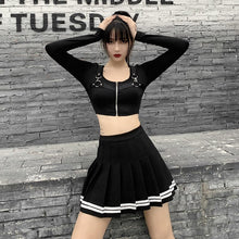 Load image into Gallery viewer, Punk Skirt Harajuku JK Black Pleated Skirts Gothic Streetwear High Waist Mini Skirt Vintage Korean Style Patchwork Skirt Women