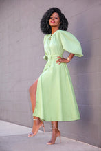 Load image into Gallery viewer, Pure Color African Dress Large Size Women&#39;s Stand Collar Lantern Sleeve Single Breasted With Belt Fashion Trendy Dress 2021 New