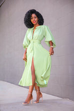 Load image into Gallery viewer, Pure Color African Dress Large Size Women&#39;s Stand Collar Lantern Sleeve Single Breasted With Belt Fashion Trendy Dress 2021 New