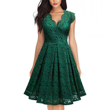 Load image into Gallery viewer, Pure Color Womens Retro Sleeveless V-neck Lace Crochet Hollow Large Sleeve Dress 2021 Fashion Summer New Casual Sleeveless Dress
