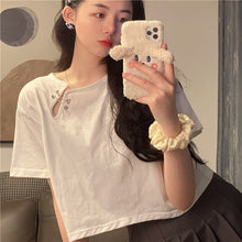 Load image into Gallery viewer, Pure Cotton Summer Design Sense Niche Loose Short High Waist Short Sleeve T-shirt Women&#39;s Slimming Korean Clothes Tshirt Women